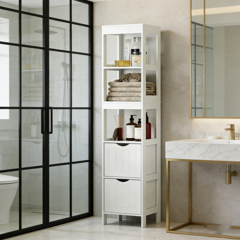 Narrow Dubuc Cabinet with open storgae