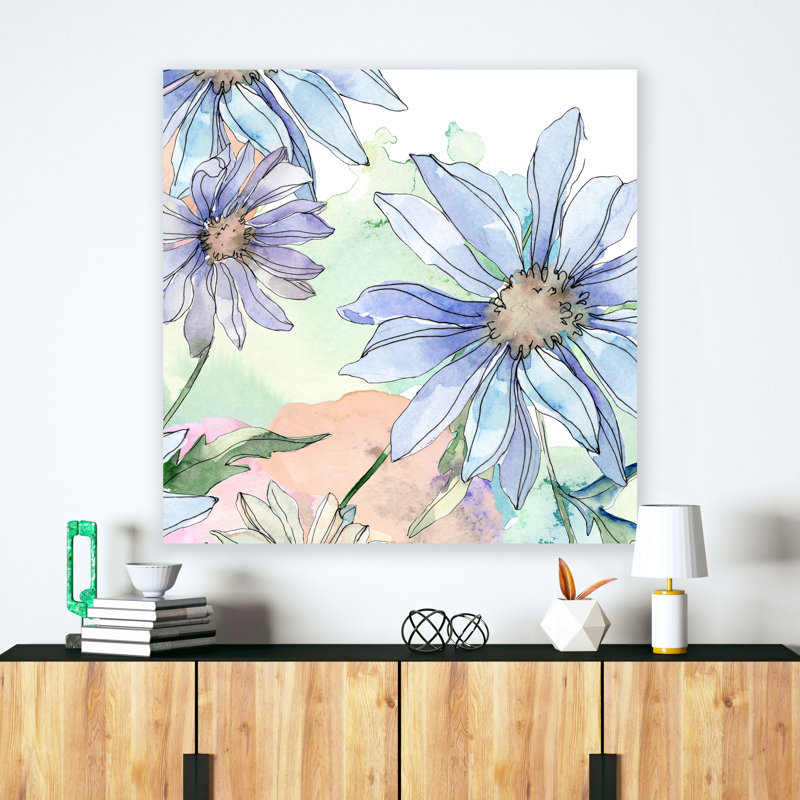«Wildflower Whimsy: A Botanical Delight» - un chef-d'œuvre d'aquarelle en gros plan - impressions sur toile tendue