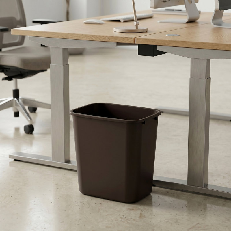 Poubelle rectangulaire en plastique 7 gallons | Ensemble de 10, Brun