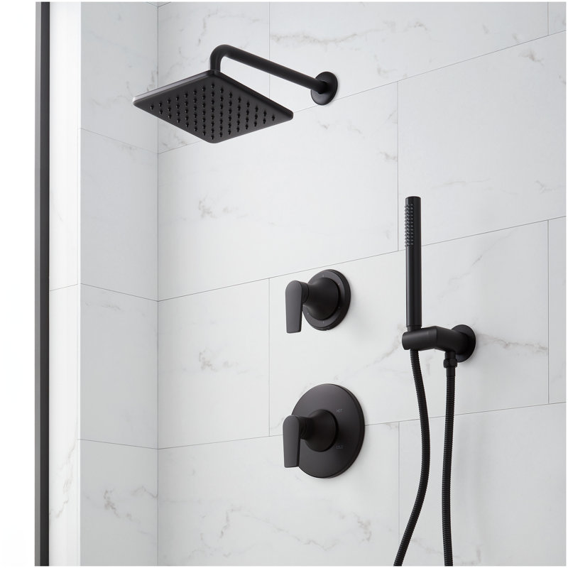 Berwyn Pressure Balance Shower System with Hand Shower - Matte Black, Matte Black