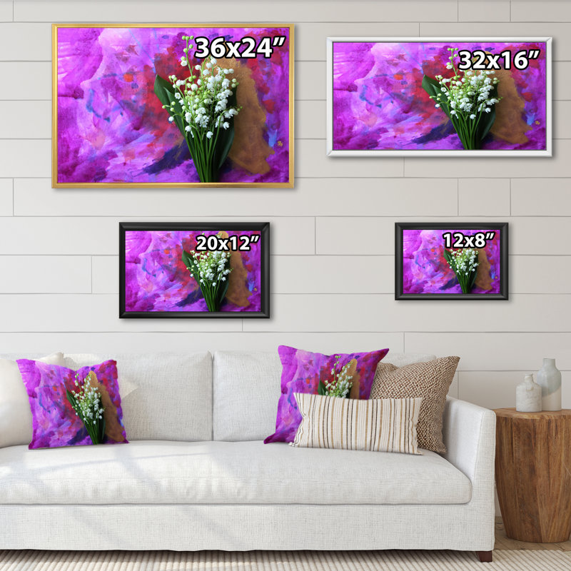 Lilies de la vallée - reproduction sur toile avec cadre flottant, H 24 po x l 36 po x P 1 po, Cadre flottant noir