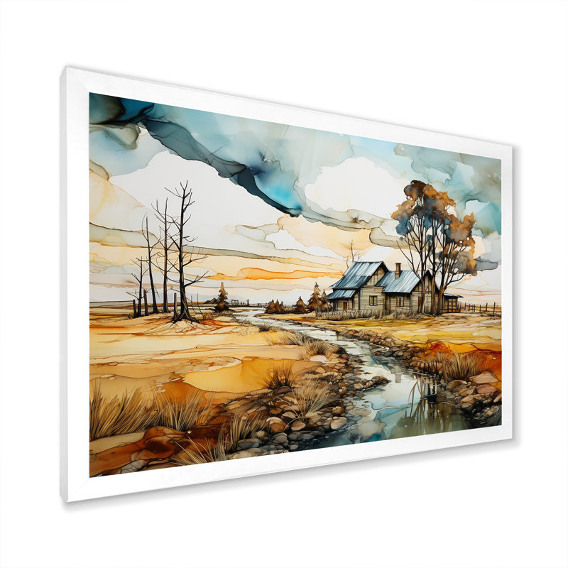 Tarquility in the Countryside IV - Imprimé, H 24 po x l 32 po x P 1 po, Cadre simple blanc