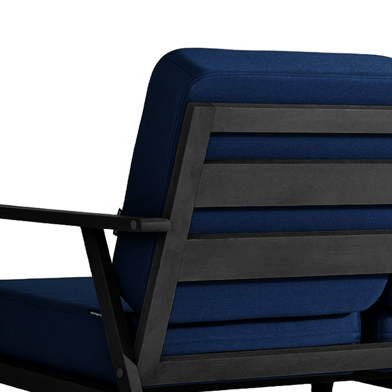 Canapé d'extérieur avec coussins de patio, Bleu marine, Noir