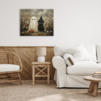 Ghost and Black Cat Canvas, design by Arlington Prints
