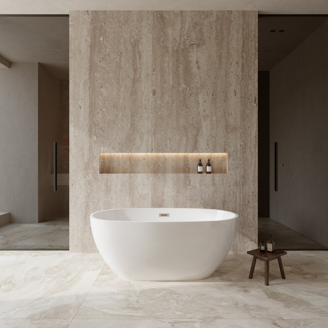 Juno 59'' x 32'' Freestanding Soaking Acrylic Bathtub Wyndham Collection 