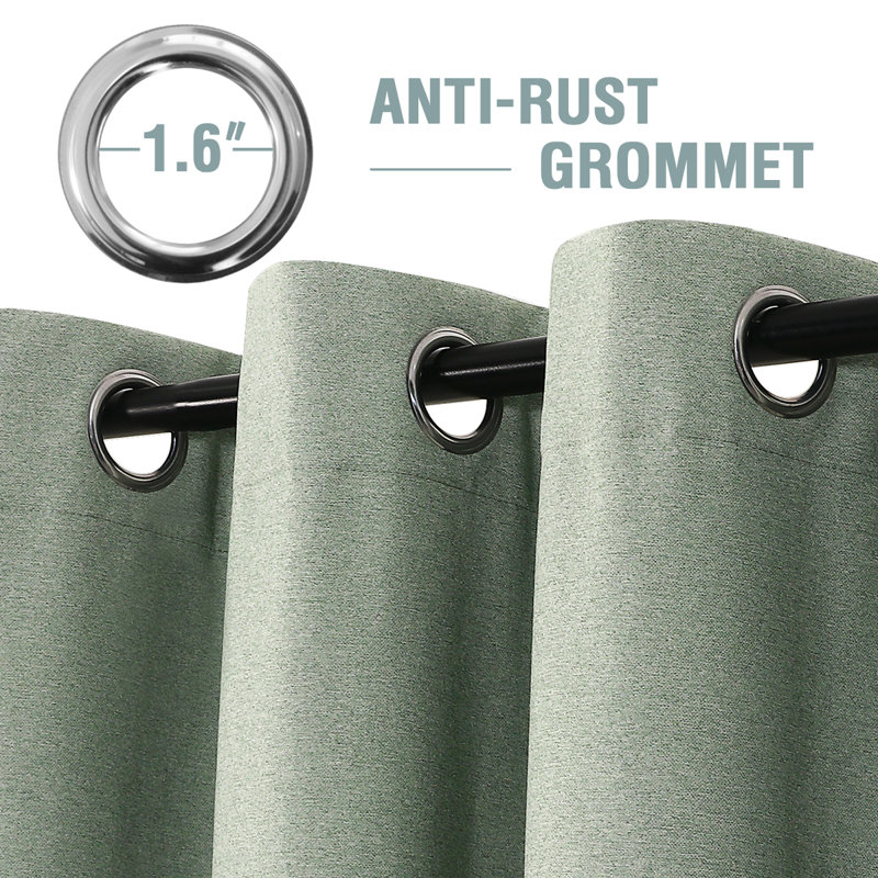 Linen 100% blackout curtains Thermal for Winter Insulated Linen Textured Grommets Heather Pattern Curtains 2 Panel Sets