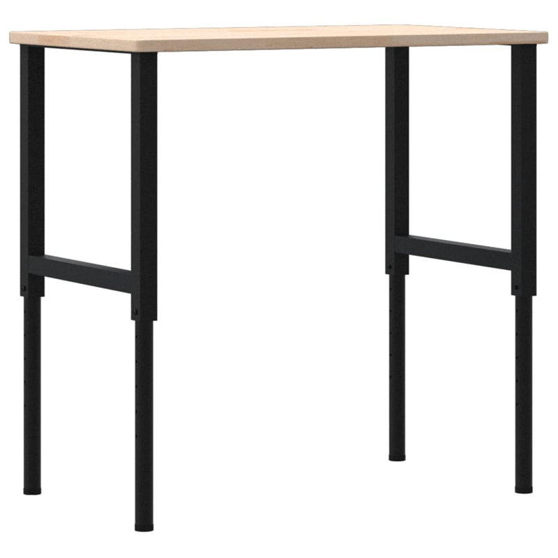 Solid Wood Top Height-Adjustable Workbench, Oak Wood, 98 cm H x 100 cm W x 60 cm D