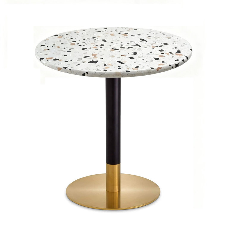 24" Round Terrazzo Dining Table –  Commercial & Residential Use For Café, Restaurant, Patio & Small Spaces (Tabletop & Base Included)