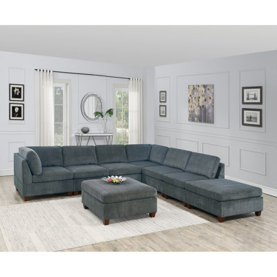 Ensemble modulaire en chenille gris 8 pièces Living Room Furniture
