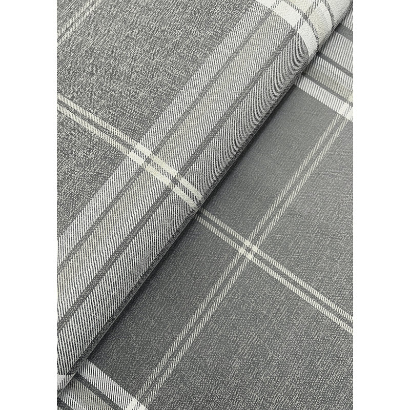 Westley Black Plaid Wallpaper, Gray
