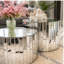 Table basse de luxe avec miroir - petit mobilier de salon moderne argenté