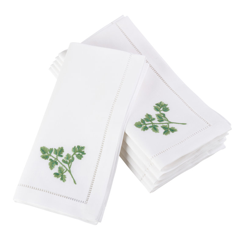Serviette de coton 20" parsley brodée broderie Villasenor