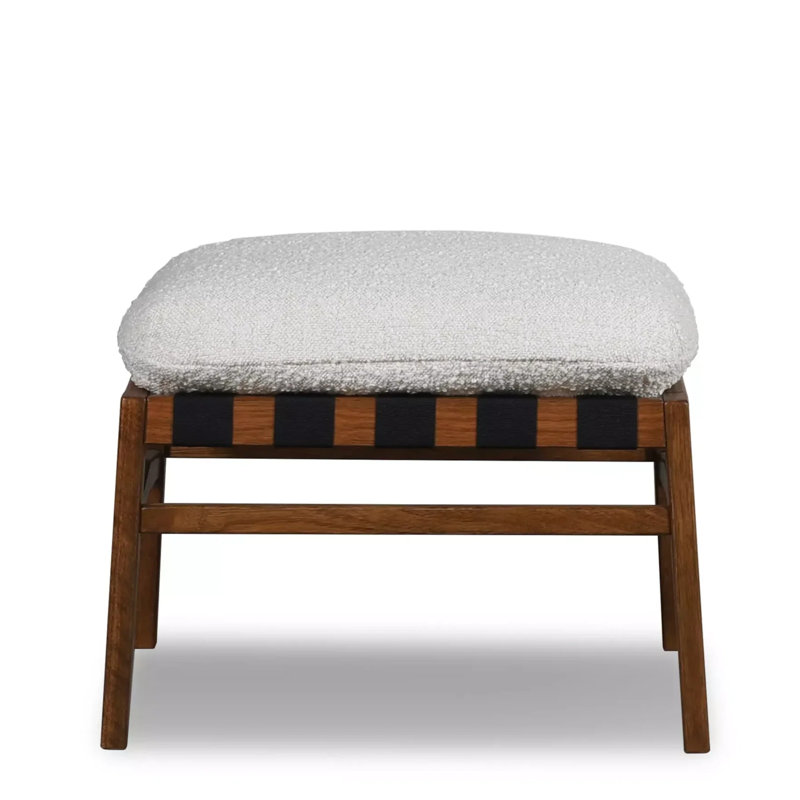 Repose-pieds Mid Century, Tapioca Premium Boucle, Brushed Walnut