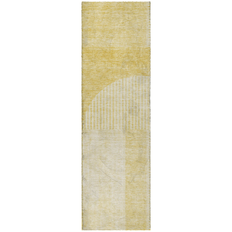 Tapis à poil long de qualité supérieure lavable à la machine ADS711, Doré, Tapis de couloir 2 pi 3 po x 7 pi 6 po