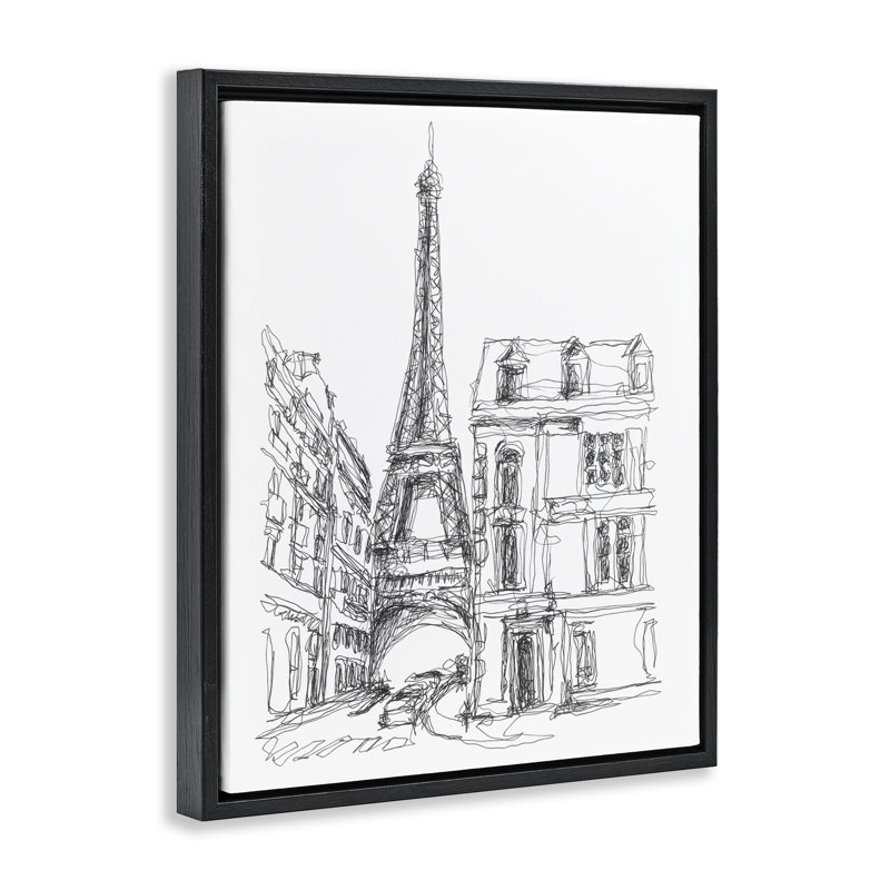 Cadre flottant Parisian Architecture Study, design par Ethan Harper, Cadre flottant noir de jais, H 21 po x l 17 po