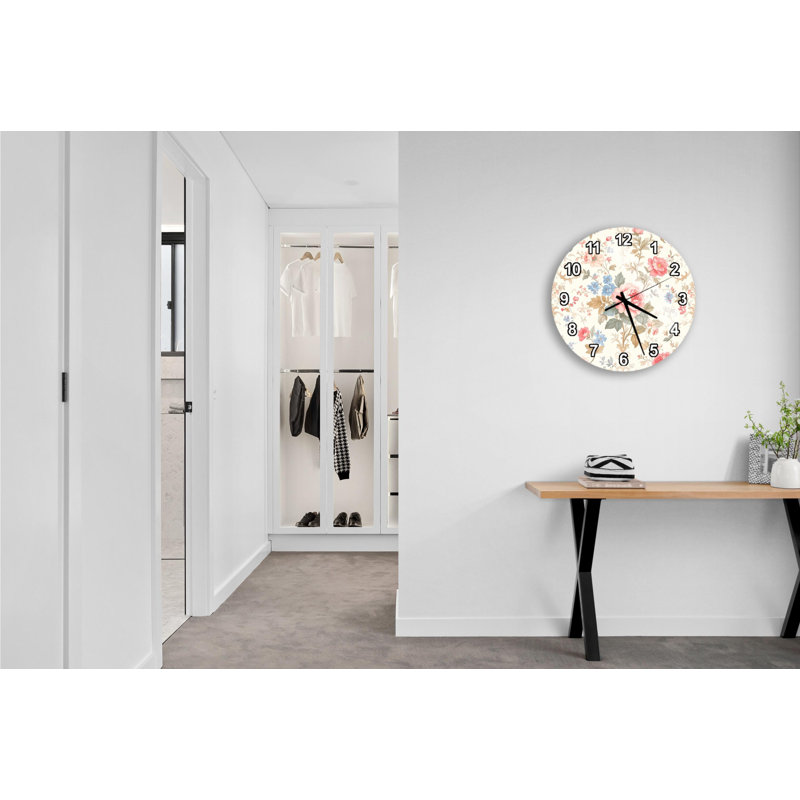 Horloge murale floral, 10 pouces, Noir romain