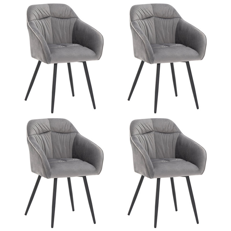 Ottilie 42cm H Velvet Upholstered Metal Upholstered Back Armchair, Grey