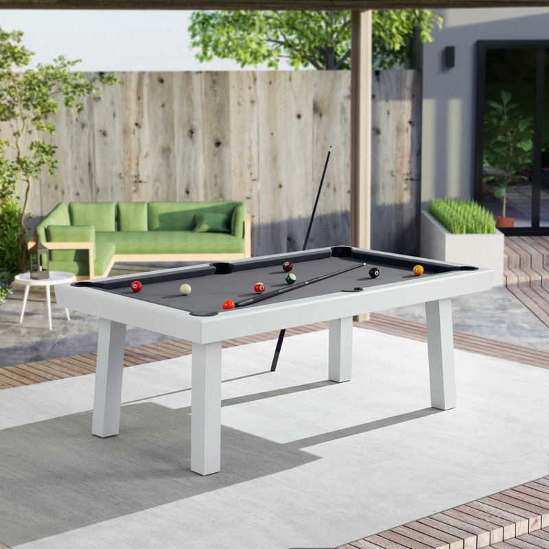 Table de billard d'extérieur / d'intérieur en ardoise avec dessus de salle à manger et accessoires Oasis, Blanc