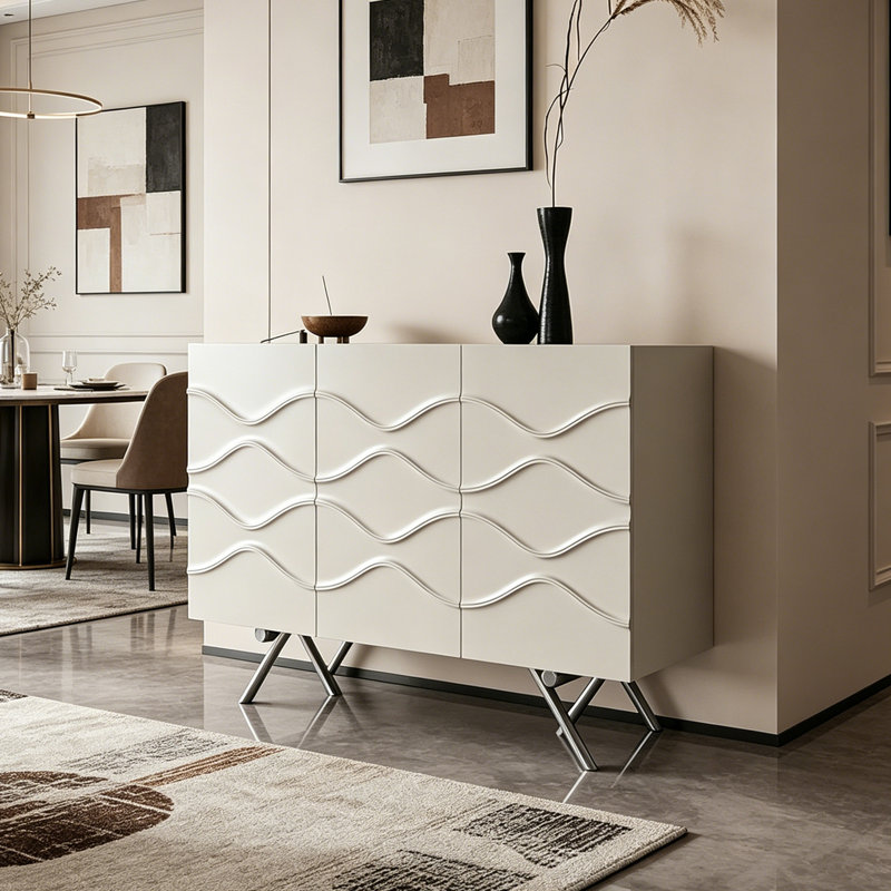 Buffet simple de style nordique moderne, H 35,43 po x l 47,24 po x P 15,75 po