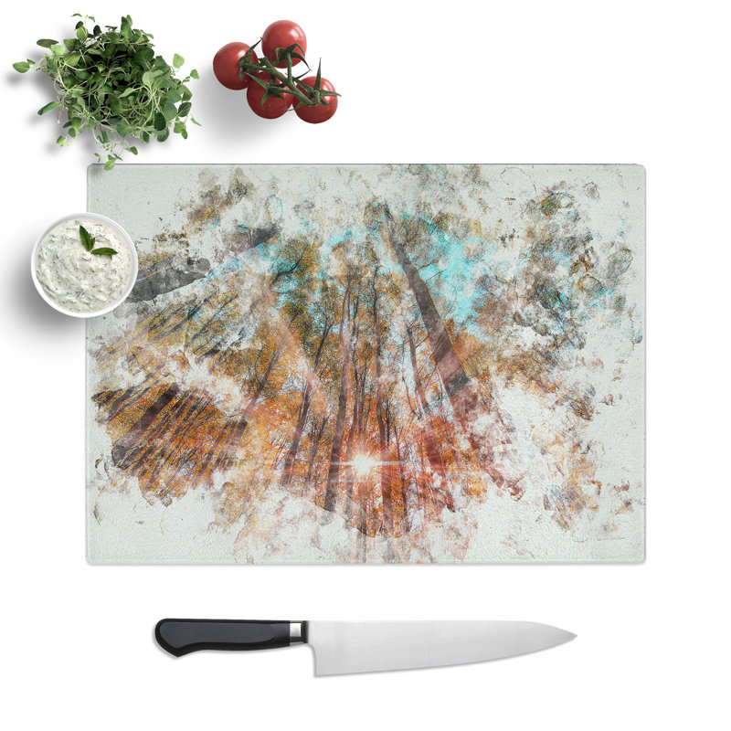 Tempered Glass Light Through the Forest Chopping Board, 28.5 cm x 39 cm