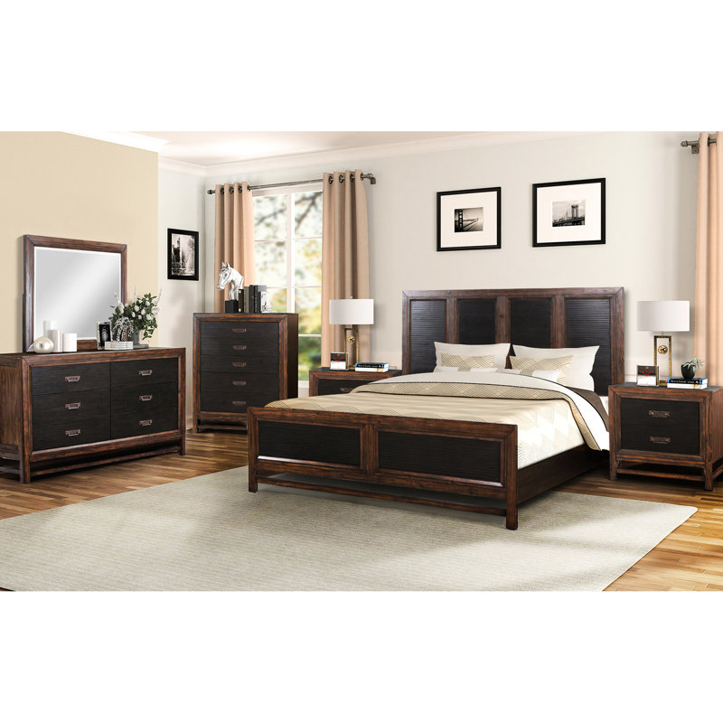 Queen Bedroom Bed, Rustic , Pine Solids And Veneers Size Look, Wood Construction
