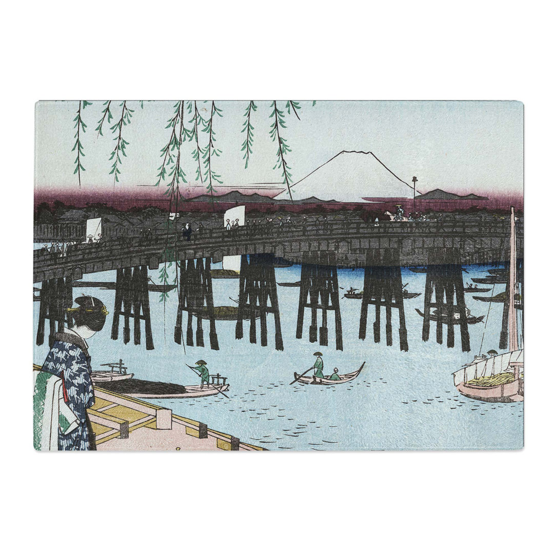 Tempered Glass Ryogoku by Utagawa Hiroshige Chopping Board