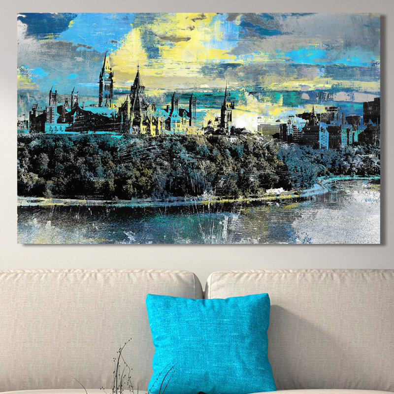 Parliament hill, ottawa iii-impression d’art graphique sur toile tendue, H 28 po x l 48 po x P 1 po