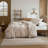 100% Washed Cotton Duvet Cover Set, Classic Check Pattern, Soft Breathable Bedding with Hidden Double Zipper and Envelope Pillowcases-122817774-122817772