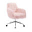 Chaise de travail en similifourrure de style contemporain avec base chromée et roulettes Liyan-1376310188