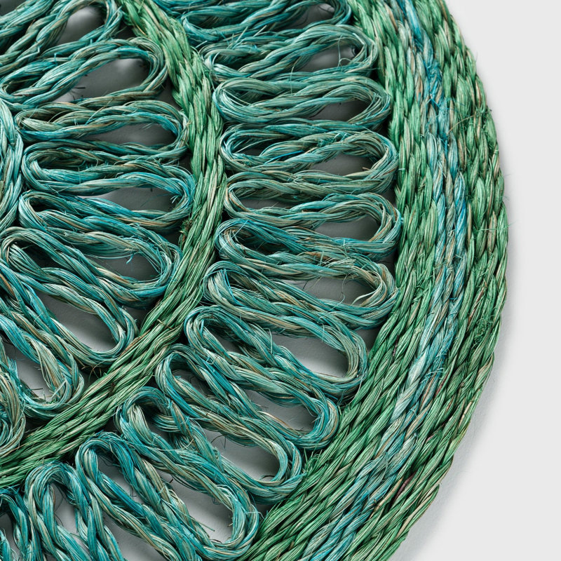100% Abaca Round Placemats, Emerald