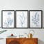 Antique Botanical in Blue V - reproduction encadrée sur mesure de qualité supérieure - 3 pièces