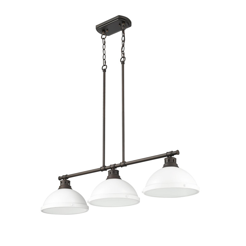 Laramy 3-Light Linear Pendant, Matte White, Rubbed Bronze