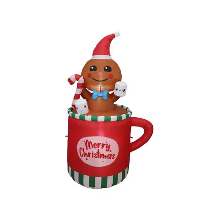 6 Foot Tall Lighted Christmas Inflatable Gingerbread Man Hot Cocoa Mug Marshmallow Candy Cane Indoor / Outdoor Holiday Blow Up Yard Garden Decoration -  The Holiday AisleÂ®, 3BCB8BF72737485D9C165FBB9302F4E4