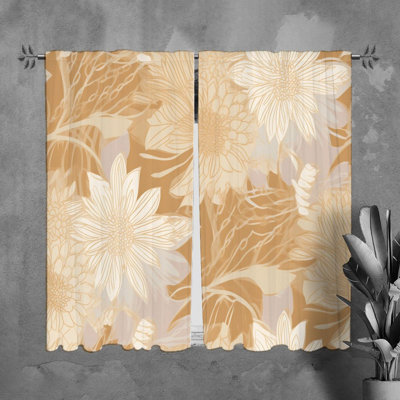 Motif floral de rideaux de fenêtre dorés - 6020