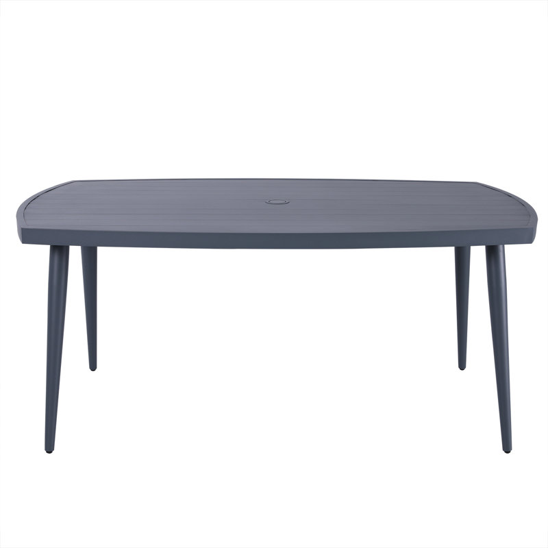 Stevan Rectangular Aluminum Outdoor Dining Table, Dark Gray