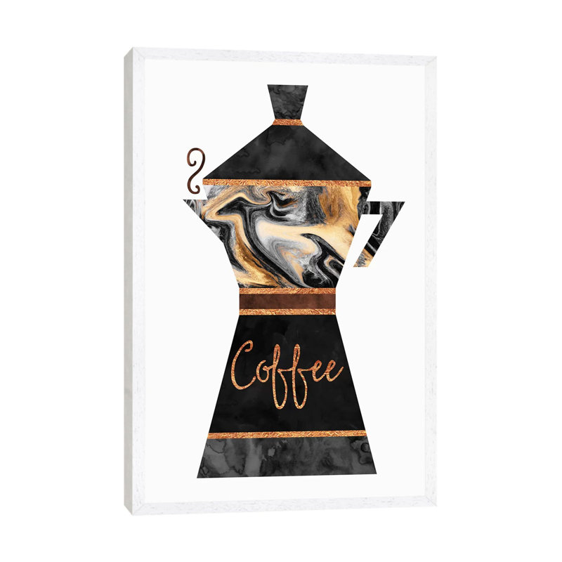 Coffee by Elisabeth Fredriksson - Print on Canvas, 101.6 cm H x 66.04 cm W, White Framed