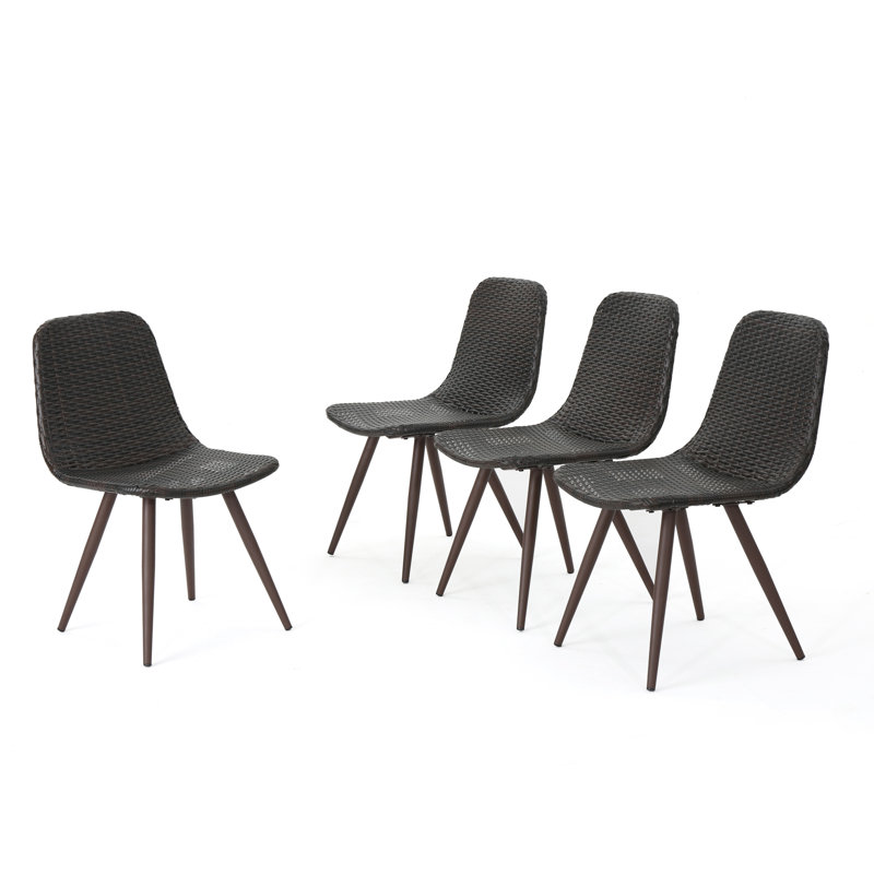 Outdoor Dining Side Chairs with Cushions, Dark brown
