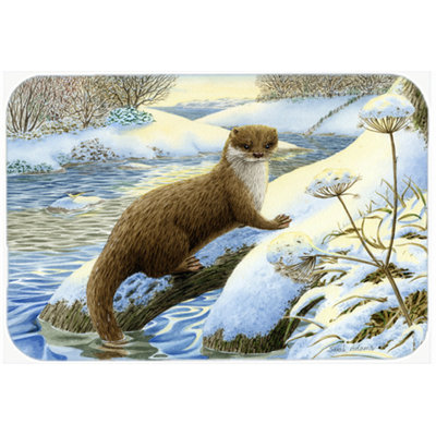 Caroline's Treasures Winter Otter Glass Cutting Board