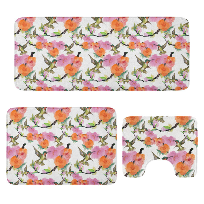 Multicolore ensemble de tapis de salle de bain Hummingbird 3 pièces