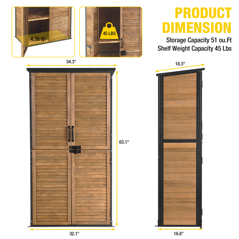 WFX Utility™ Waterproof Outdoor Storage Shed Cabinet with Adjustable Shelves for Garden Tools
