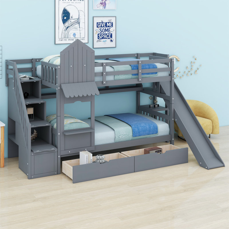 Janal Kids Twin-Over-Twin Bunk Bed with Drawers