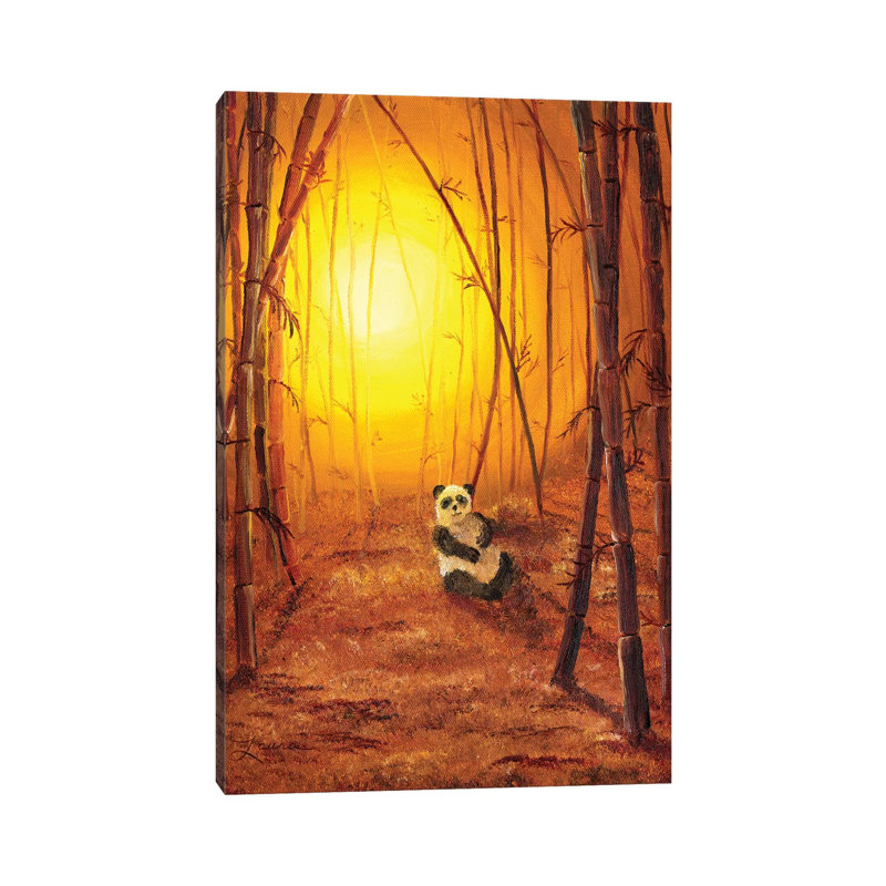 Panda In Golden Glow by Laura Iverson - Wrapped Canvas Print, 20.32 cm H x 30.48 cm W