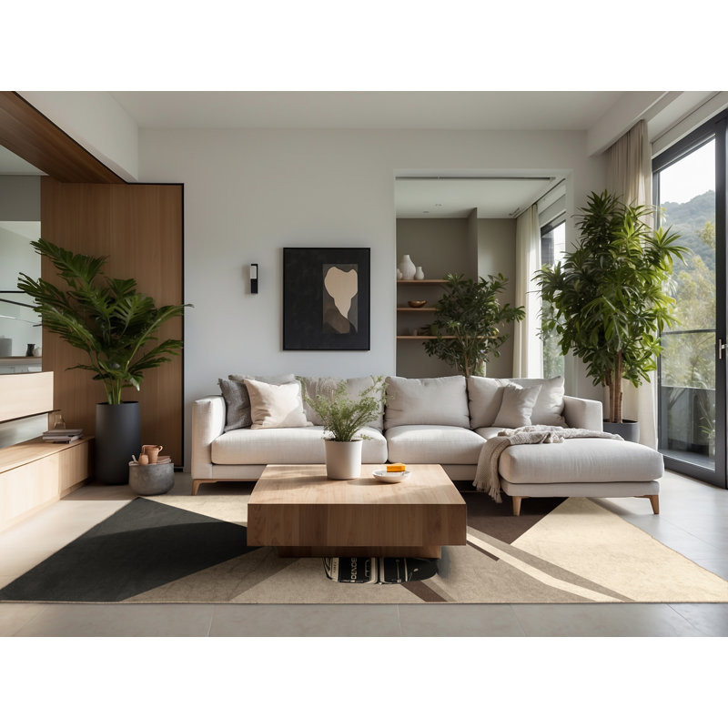 Soft Plush Eberly Offroad Suv Modern Rustic Area Rug in Brown – Beige Binding, 2x5