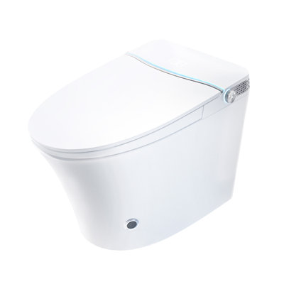 Toilette intelligente à hauteur confortable ADA avec réservoir intégré, siège chauffant, fonctions bidet et couvercle à ouverture automatique