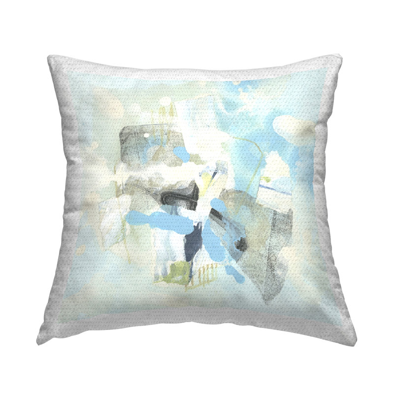 Modern Paint Splash Abstract Printed Outdoor Throw Pillow Design by June Erica Vess