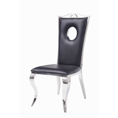 Chaise d'appoint en acier inoxydable avec dossier découpé (ensemble de 2)