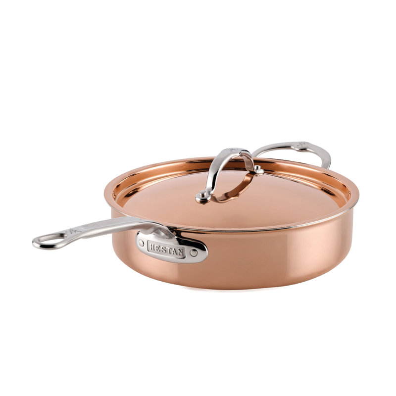 CopperBond Aura 3.5-Quart Professional Copper Sauté Pan with Lid