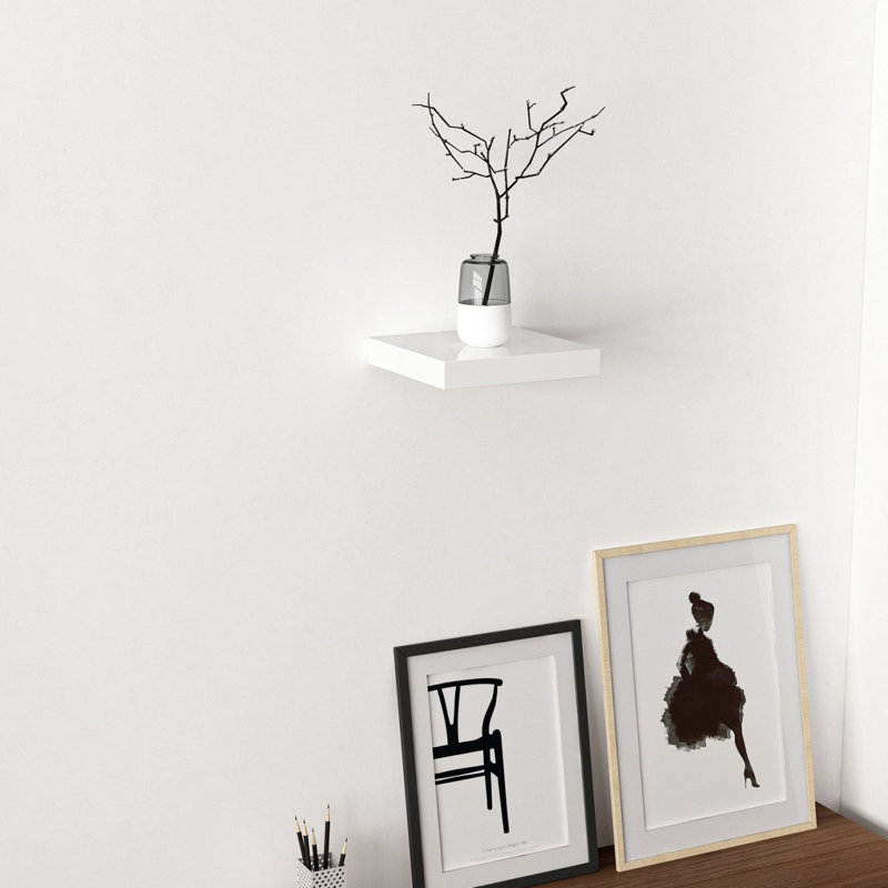 Étagère murale moderne Colesen, blanc, 9,1 x 1,4 x 9,1 pouces | 100% panneau de particules enduit de mélamine, épaisseur: 0,7 pouce | Conception élégante et fonctionnelle pour la maison ou le bureau | Parfait pour mettre en valeur votre espace de décoration et d'organisation