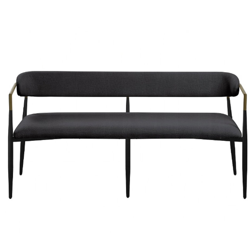 Élégant banc de siège en chenille noire - Rembourrage en mousse pour plus de confort
