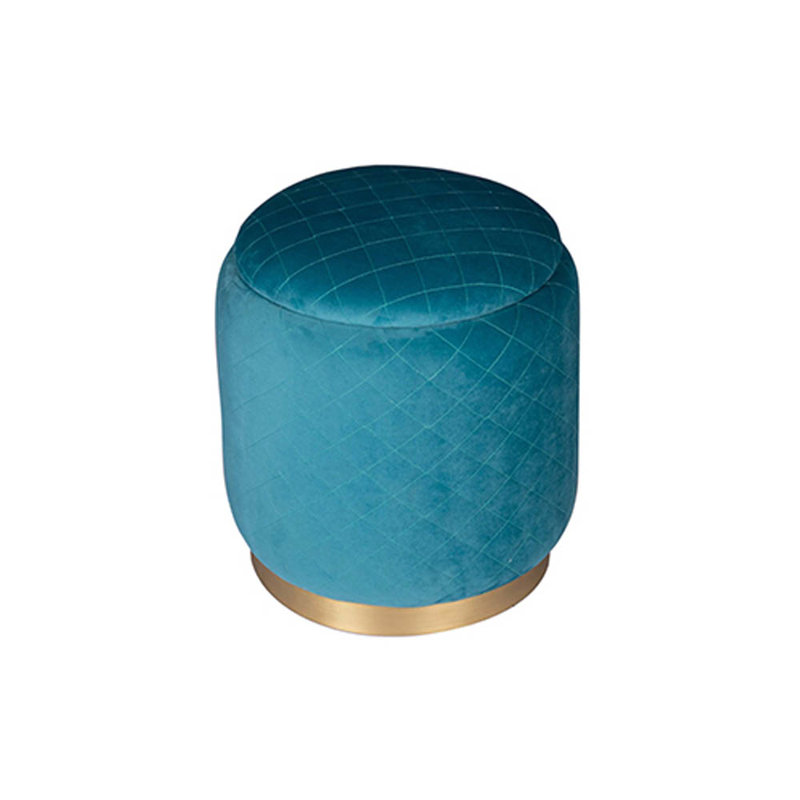Ambe Velvet Round Solid Colour Pouffe Ottoman